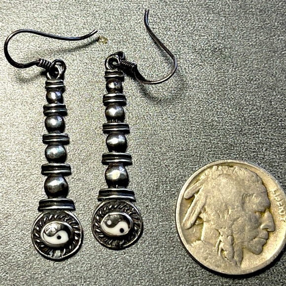 Yin Yang Sterling Earrings - Picture 1 of 6